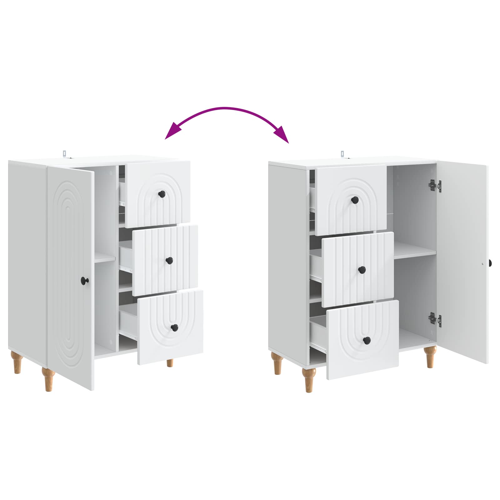 Dressoir met lade Wit 66 x 34,5 x 90 cm Bewerkt hout