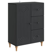 Dressoir zwart 66x34,5x90 cm bewerkt hout