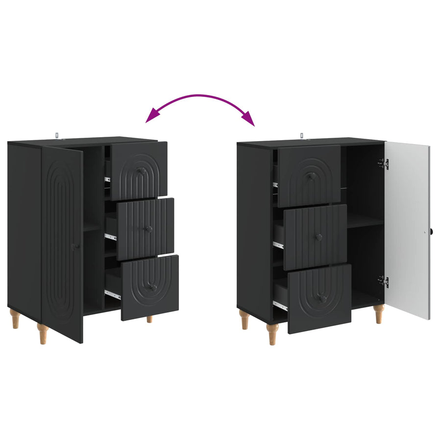 Dressoir met lade Zwart 66 x 34,5 x 90 cm Bewerkt hout
