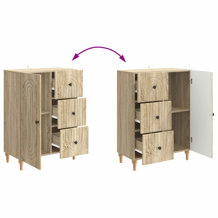 Dressoir met lade Sonoma Eiken 66 x 34,5 x 90 cm Bewerkt hout
