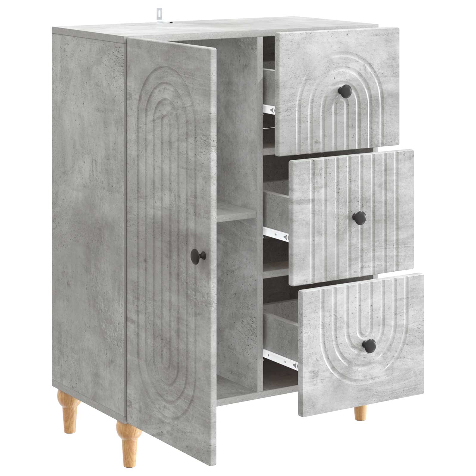 Dressoir met lade Betongrijs 66 x 34,5 x 90 cm Bewerkt hout