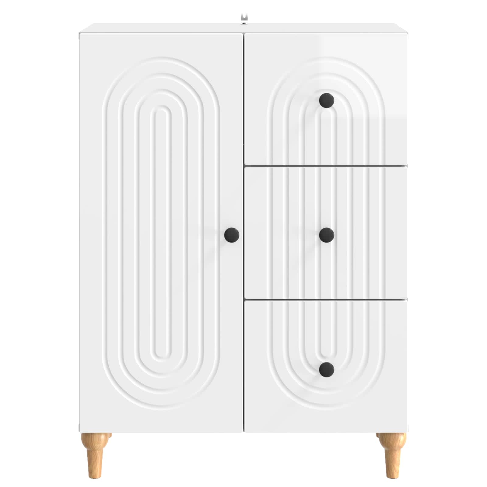 Dressoir met lade Hoogglans Wit 66 x 34,5 x 90 cm Bewerkt hout