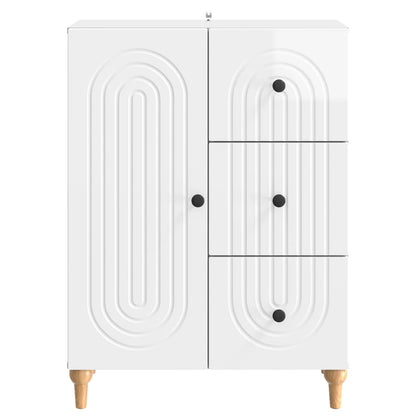 Dressoir met lade Hoogglans Wit 66 x 34,5 x 90 cm Bewerkt hout