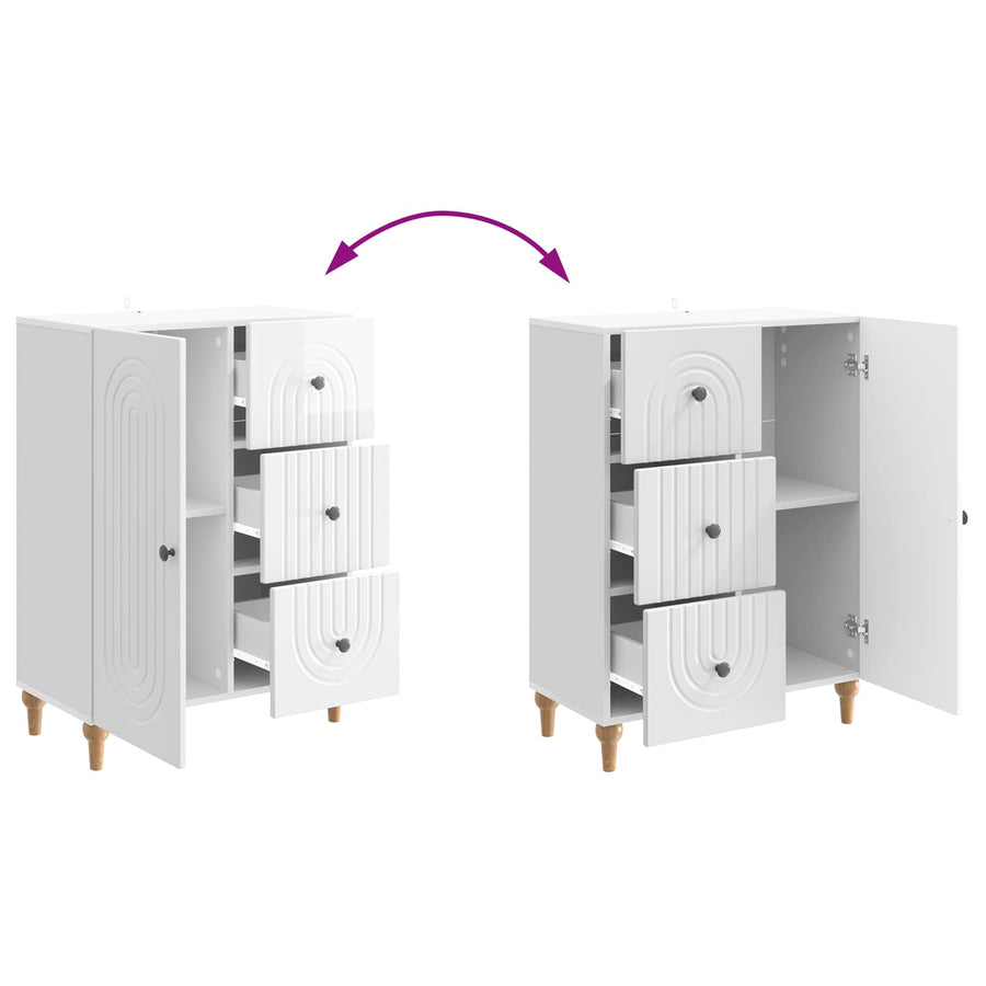 Dressoir met lade Hoogglans Wit 66 x 34,5 x 90 cm Bewerkt hout