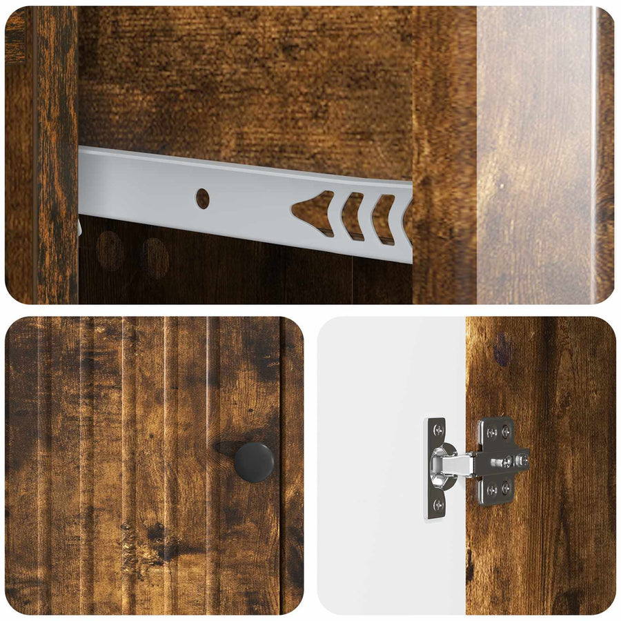 Dressoir met lade Gerookt eiken 66 x 34,5 x 90 cm Bewerkt hout