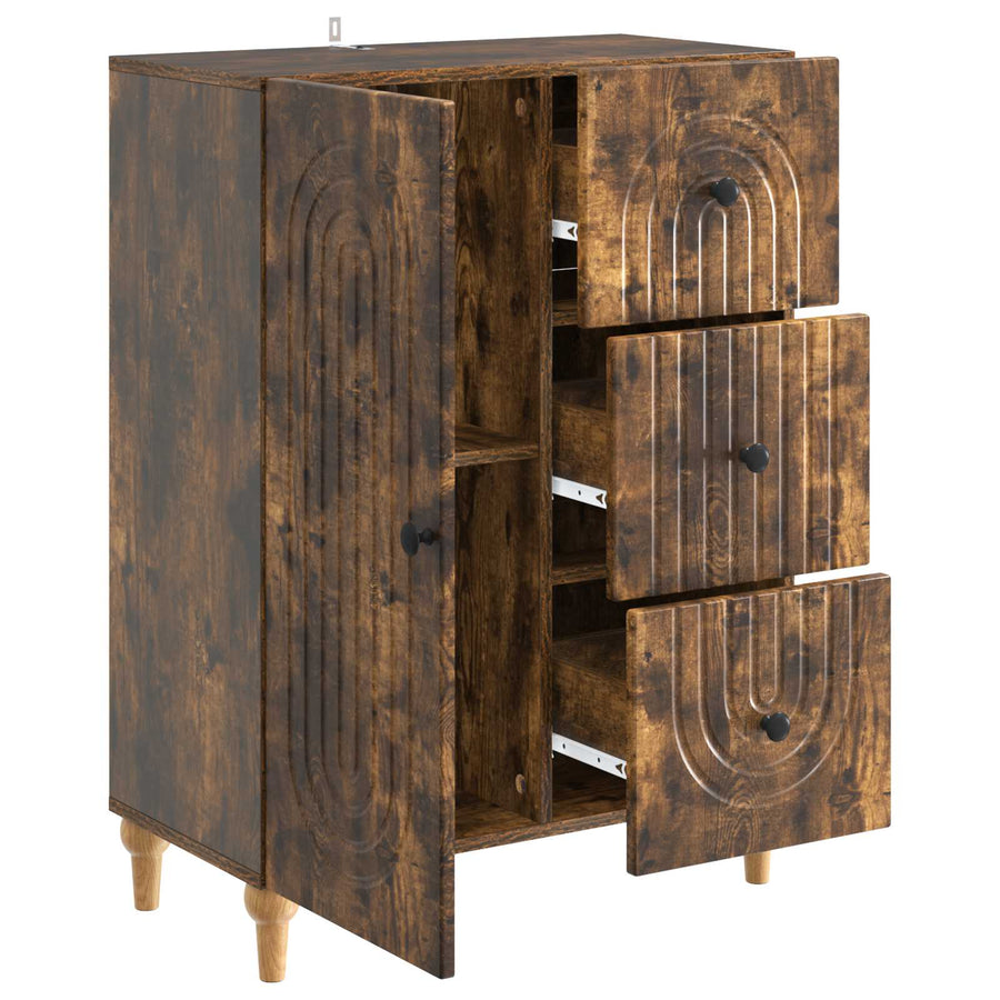 Dressoir met lade Gerookt eiken 66 x 34,5 x 90 cm Bewerkt hout