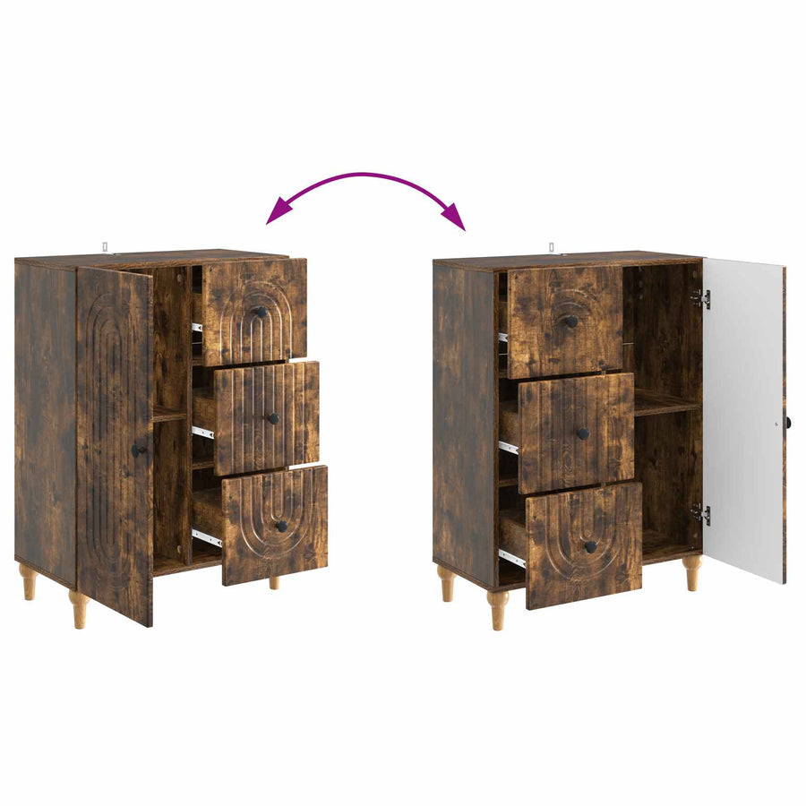 Dressoir met lade Gerookt eiken 66 x 34,5 x 90 cm Bewerkt hout