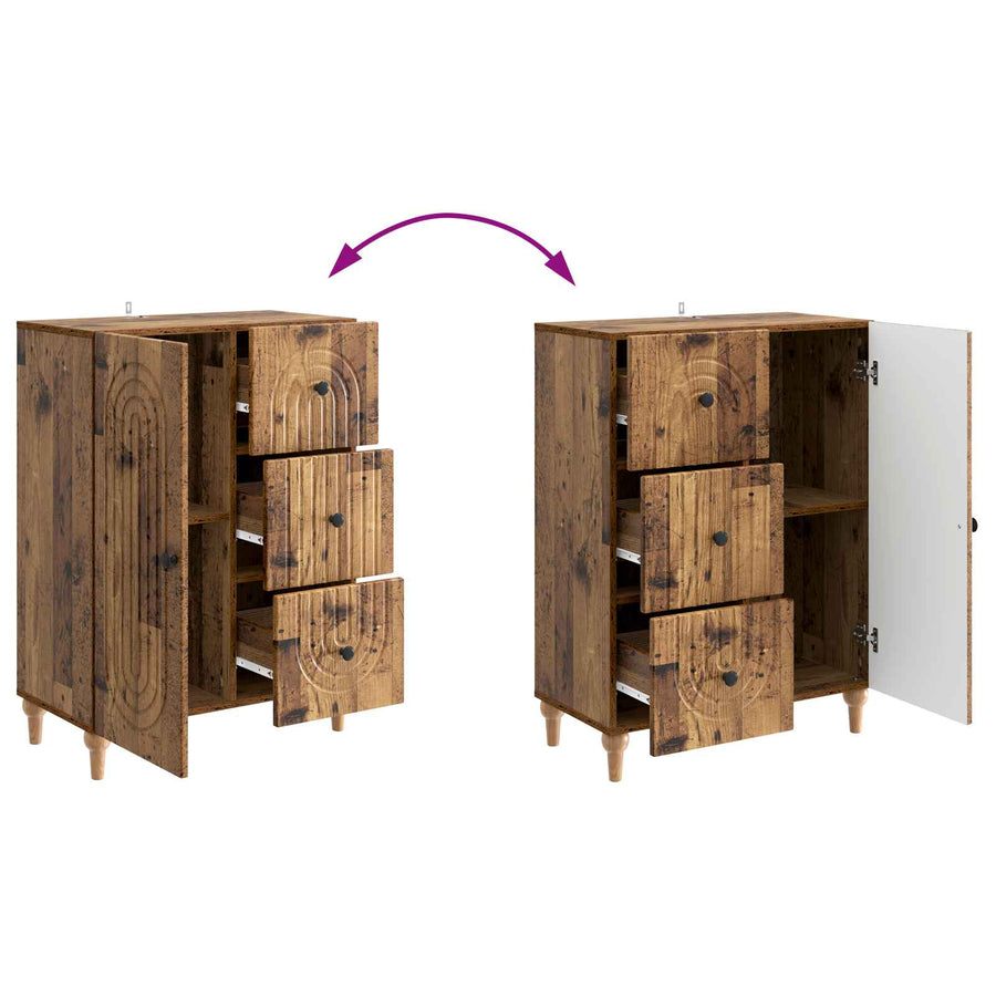 Dressoir met lade Oud hout 66 x 34,5 x 90 cm Bewerkt hout