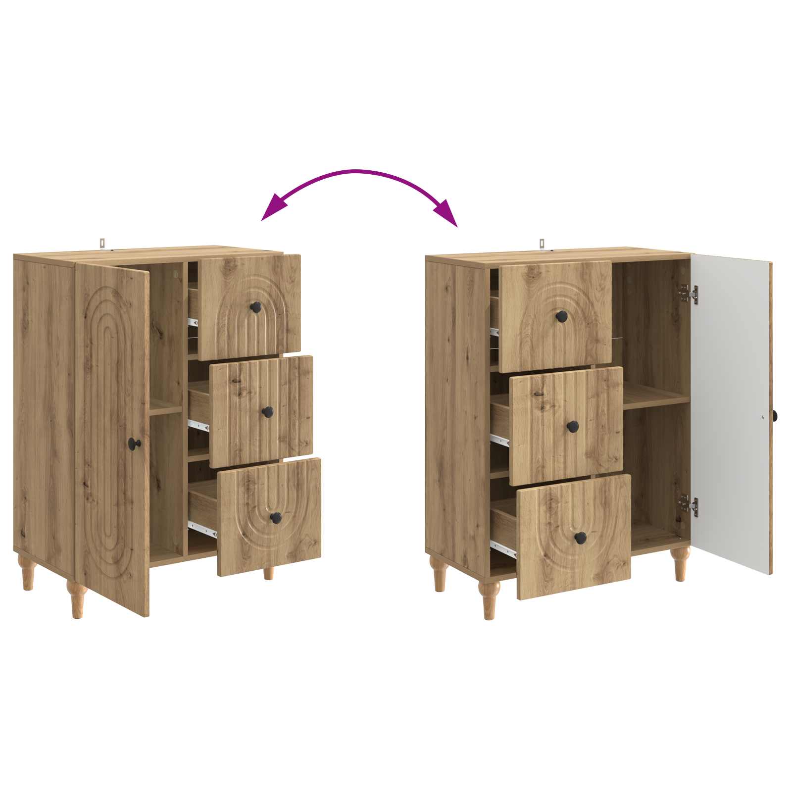 Dressoir Artisanaal eiken 66 x 34,5 x 90 cm Bewerkt hout