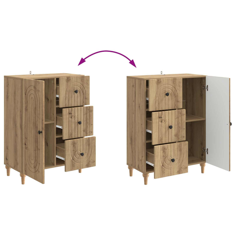 Dressoir Artisanaal eiken 66 x 34,5 x 90 cm Bewerkt hout
