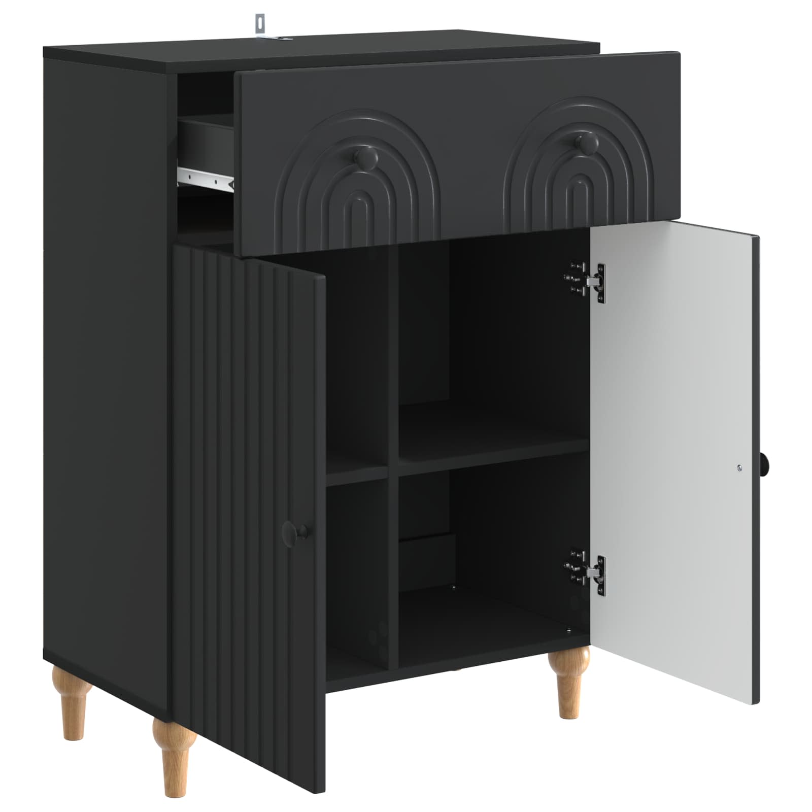 Dressoir met lade Zwart 66 x 34,5 x 90 cm Bewerkt hout