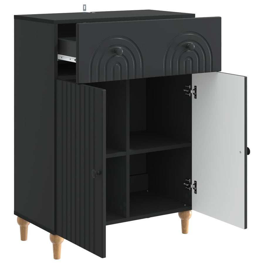 Dressoir met lade Zwart 66 x 34,5 x 90 cm Bewerkt hout