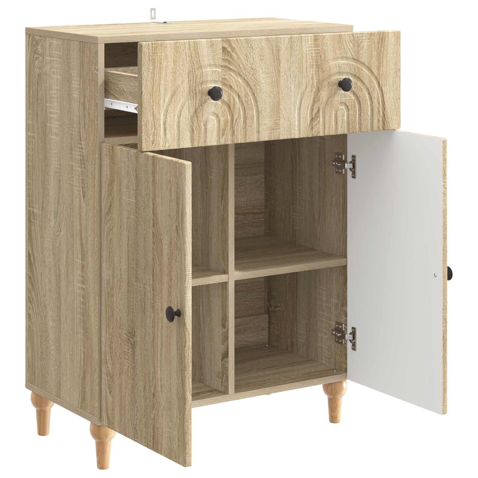 Dressoir met lade Sonoma Eiken 66 x 34,5 x 90 cm Bewerkt hout