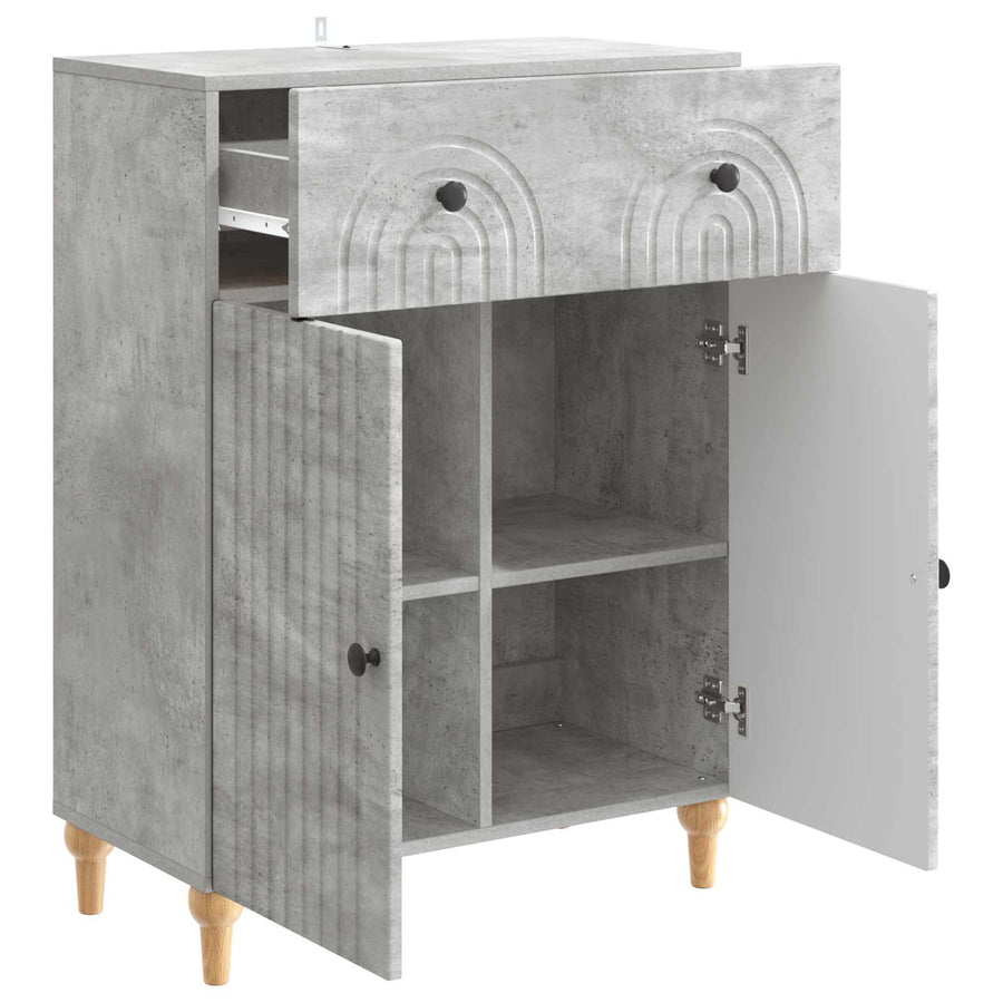 Dressoir met lade Betongrijs 66 x 34,5 x 90 cm Bewerkt hout