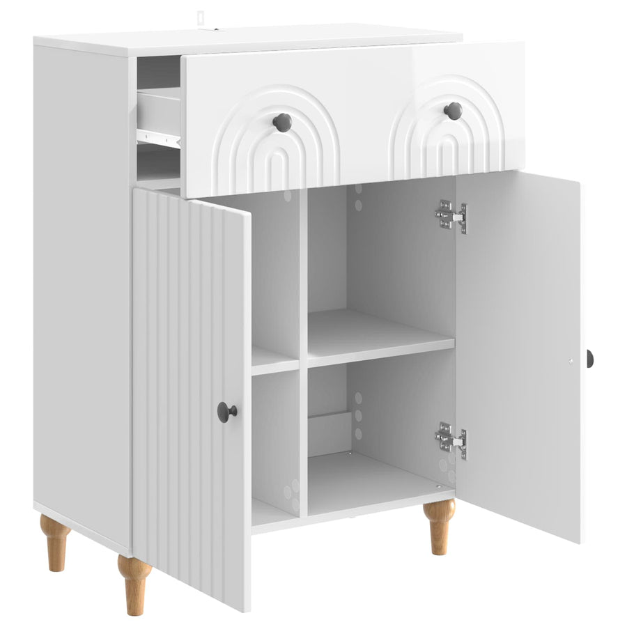 Dressoir met lade Hoogglans Wit 66 x 34,5 x 90 cm Bewerkt hout