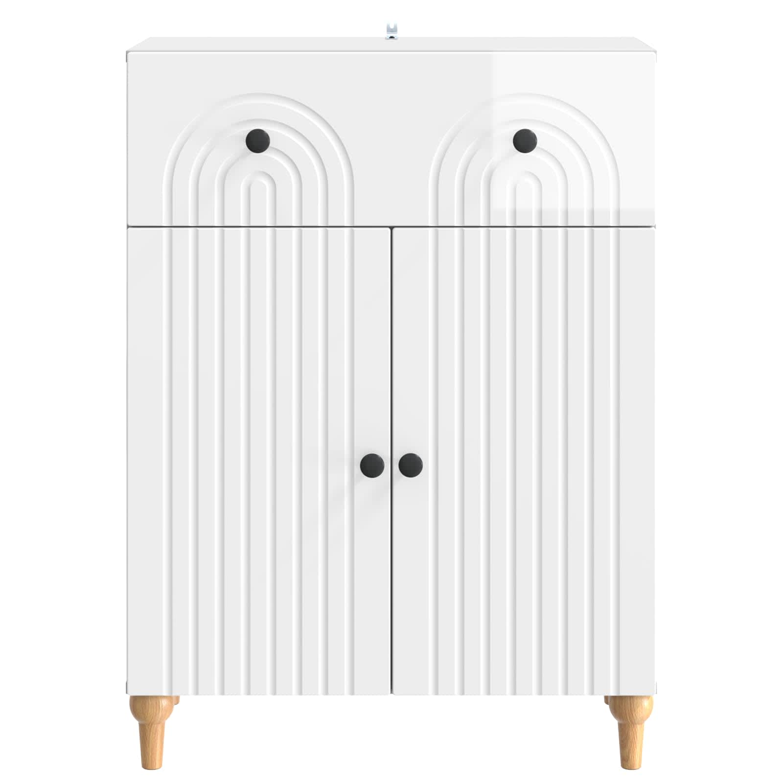 Dressoir met lade Hoogglans Wit 66 x 34,5 x 90 cm Bewerkt hout