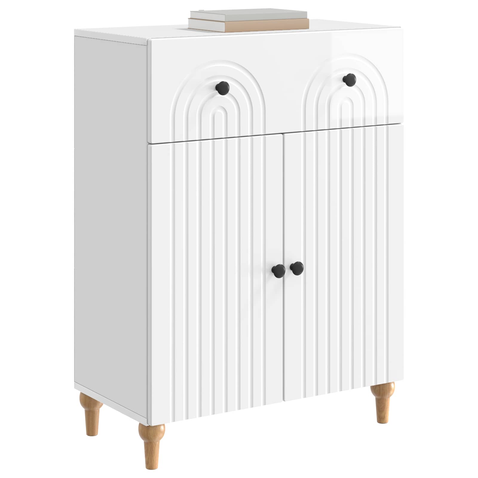 Dressoir met lade Hoogglans Wit 66 x 34,5 x 90 cm Bewerkt hout