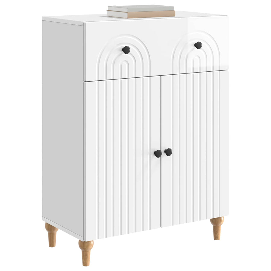 Dressoir met lade Hoogglans Wit 66 x 34,5 x 90 cm Bewerkt hout