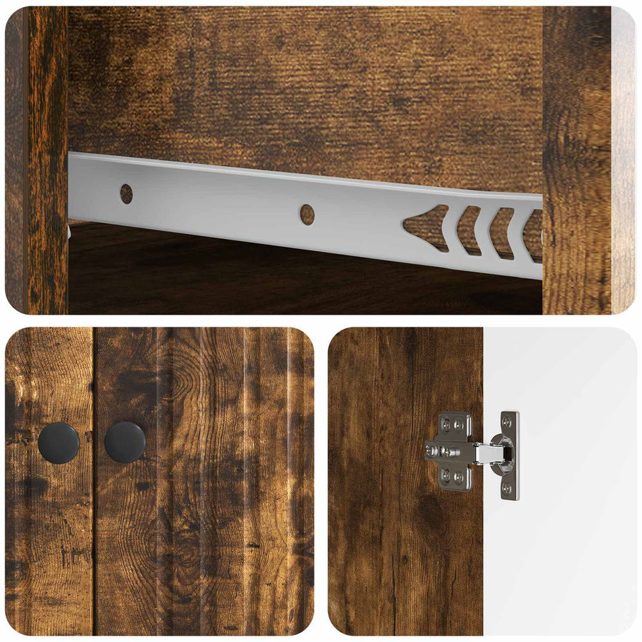 Dressoir met lade Gerookt eiken 66 x 34,5 x 90 cm Bewerkt hout