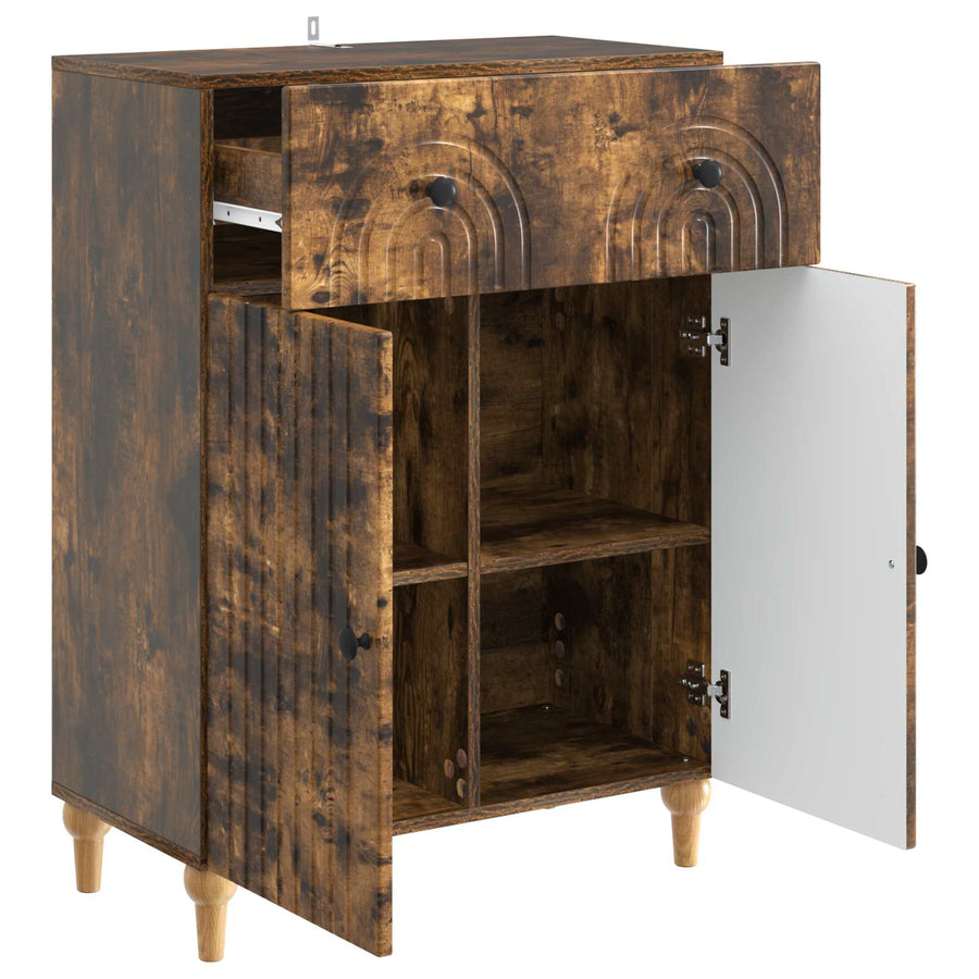 Dressoir met lade Gerookt eiken 66 x 34,5 x 90 cm Bewerkt hout