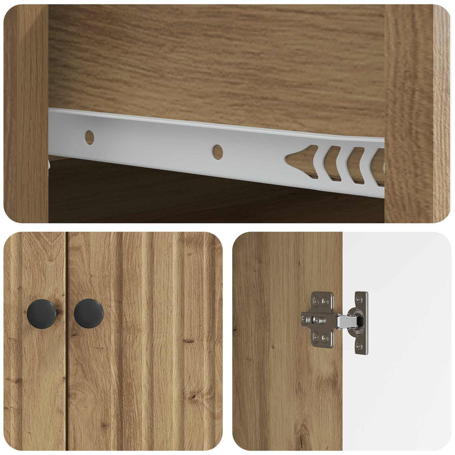 Dressoir Artisanaal eiken 66 x 34,5 x 90 cm Bewerkt hout