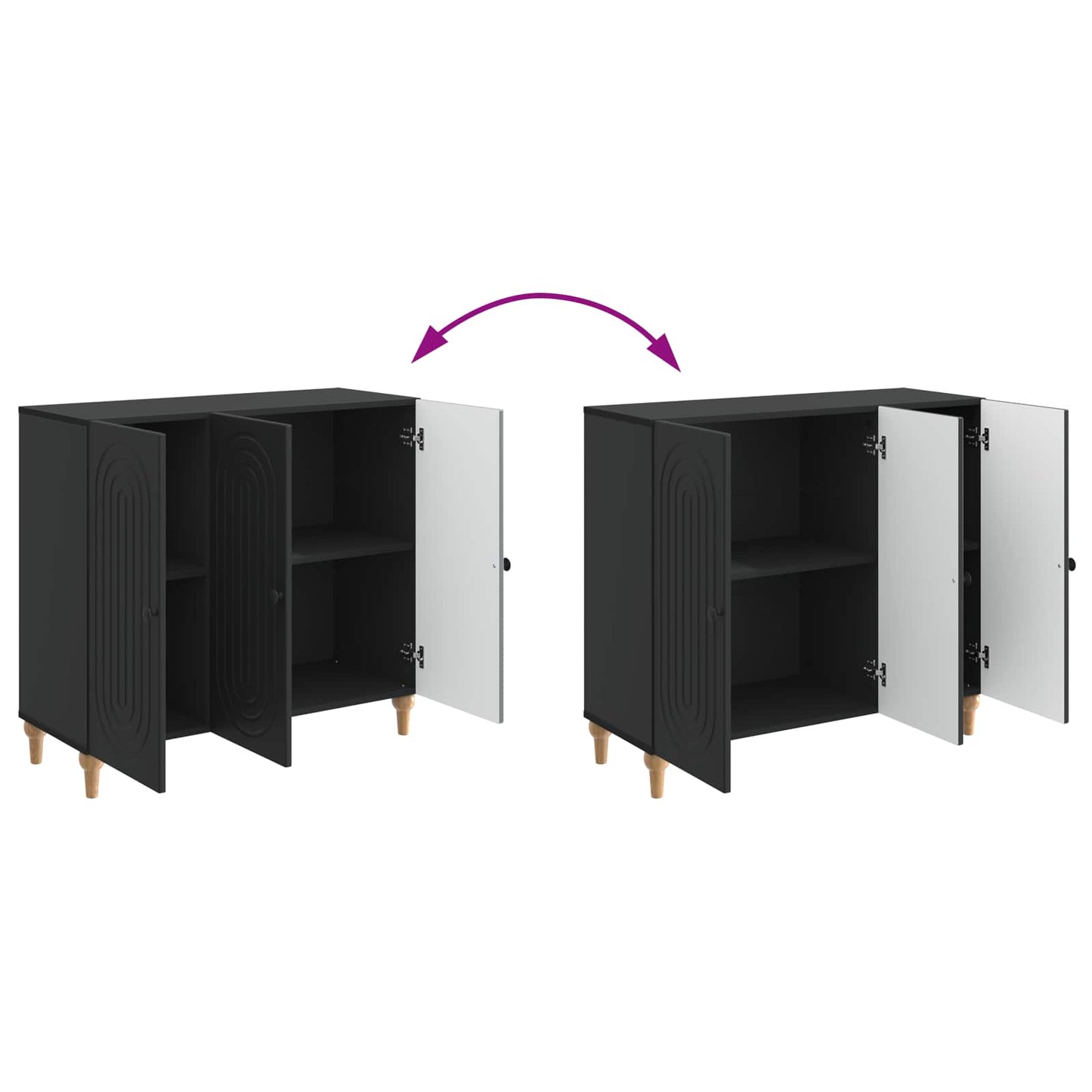 Dressoir Zwart 89 x 34,5 x 80 cm Bewerkt hout