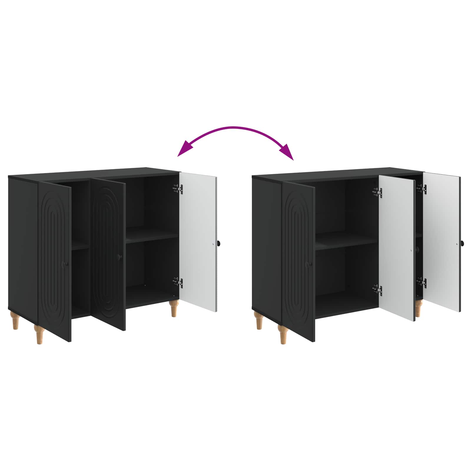 Dressoir Zwart 89 x 34,5 x 80 cm Bewerkt hout