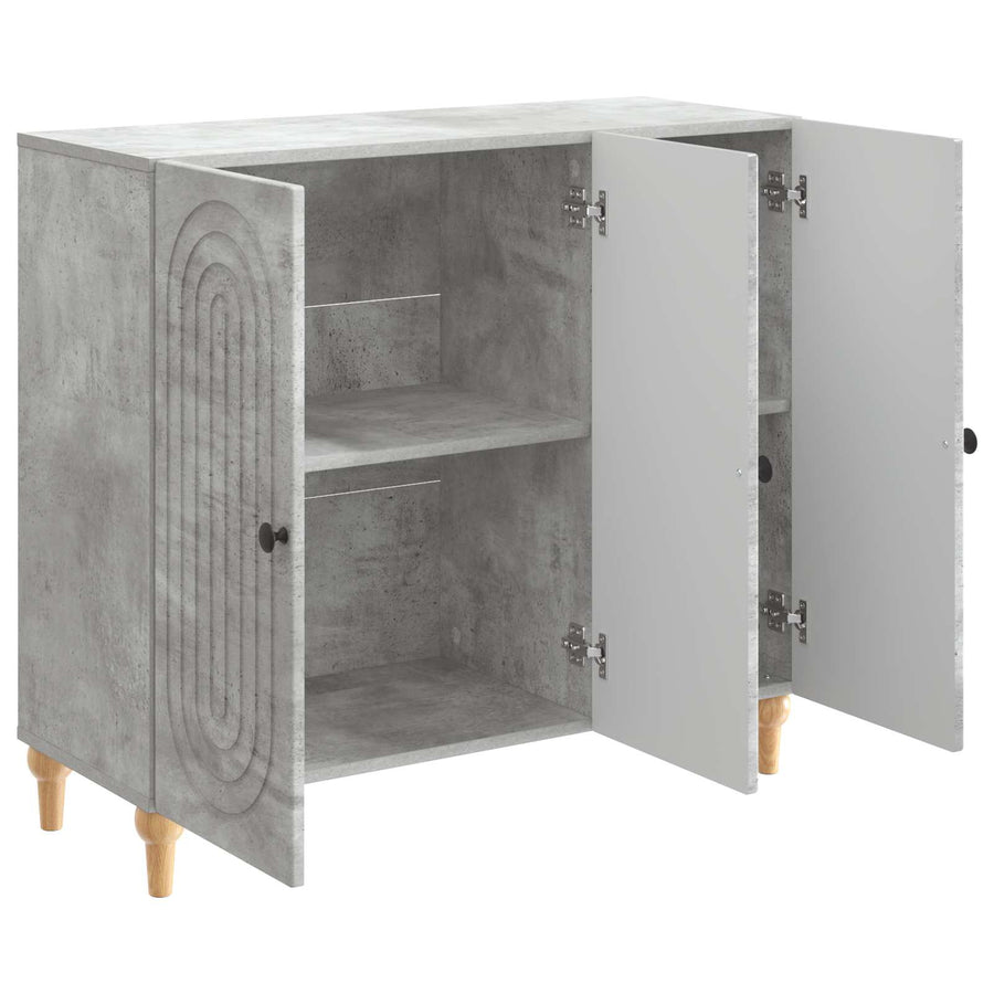 Dressoir Betongrijs 89 x 34,5 x 80 cm Bewerkt hout