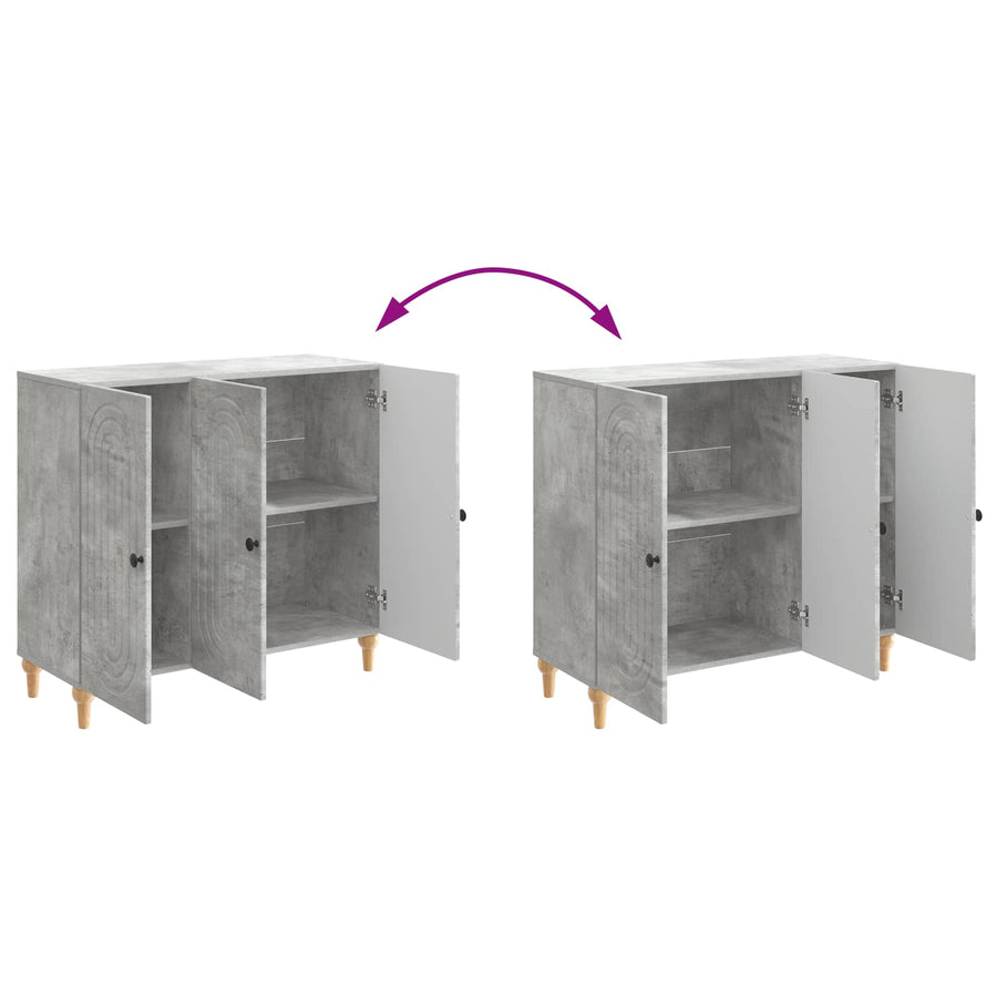 Dressoir Betongrijs 89 x 34,5 x 80 cm Bewerkt hout