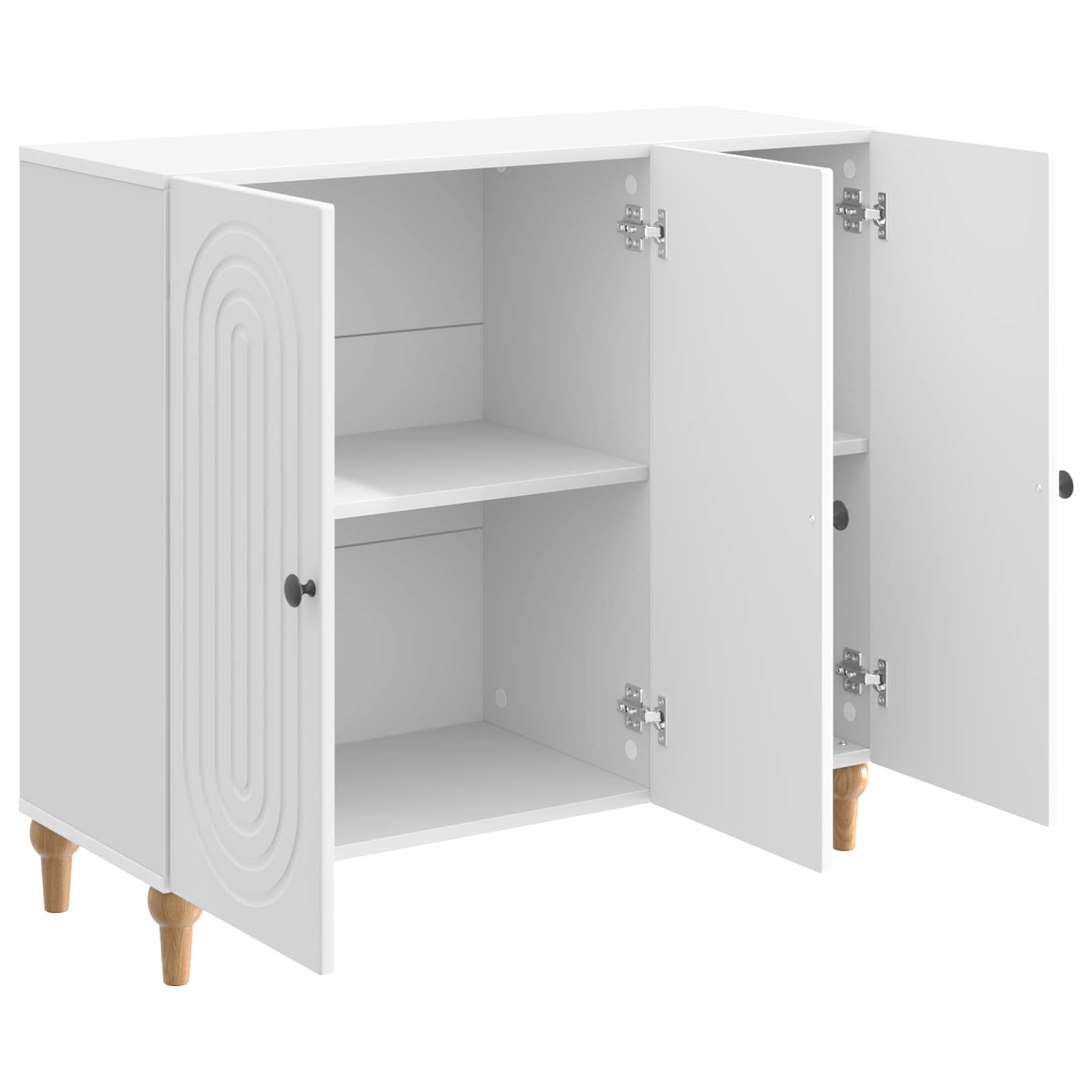 Dressoir Hoogglans Wit 89 x 34,5 x 80 cm Bewerkt hout