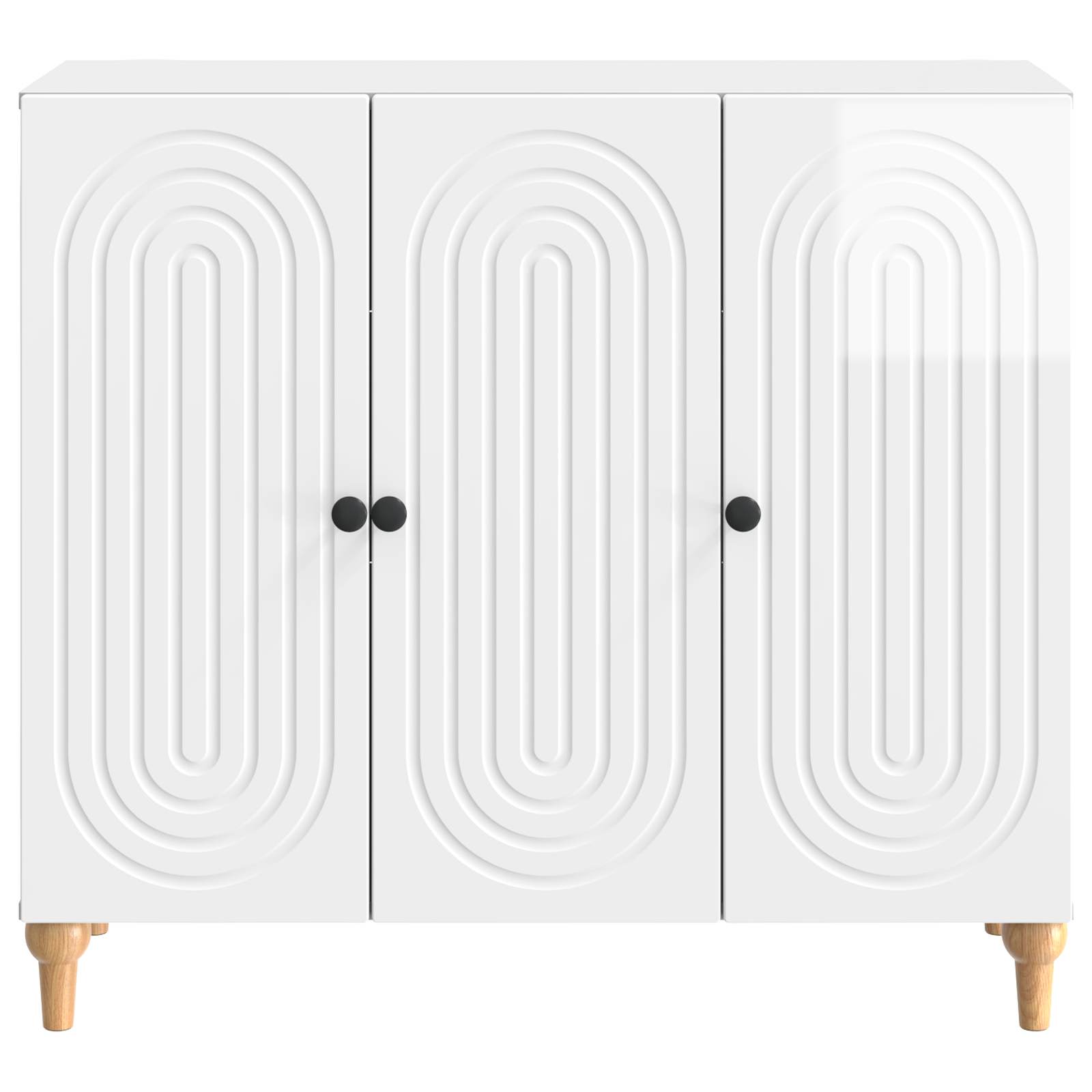 Dressoir Hoogglans Wit 89 x 34,5 x 80 cm Bewerkt hout