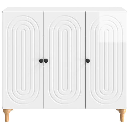 Dressoir Hoogglans Wit 89 x 34,5 x 80 cm Bewerkt hout