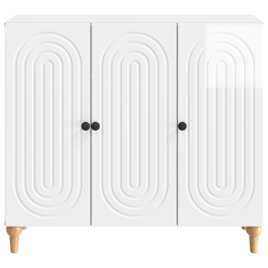 Dressoir Hoogglans Wit 89 x 34,5 x 80 cm Bewerkt hout