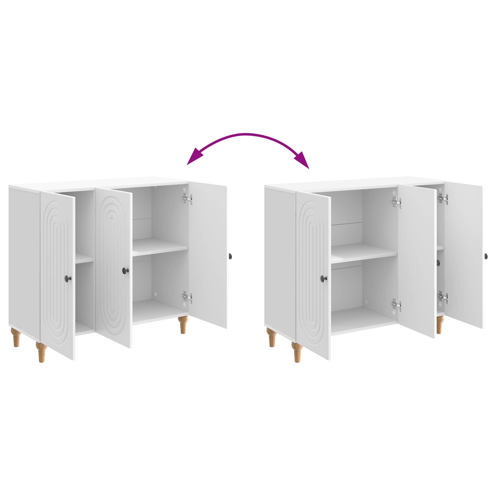Dressoir Hoogglans Wit 89 x 34,5 x 80 cm Bewerkt hout