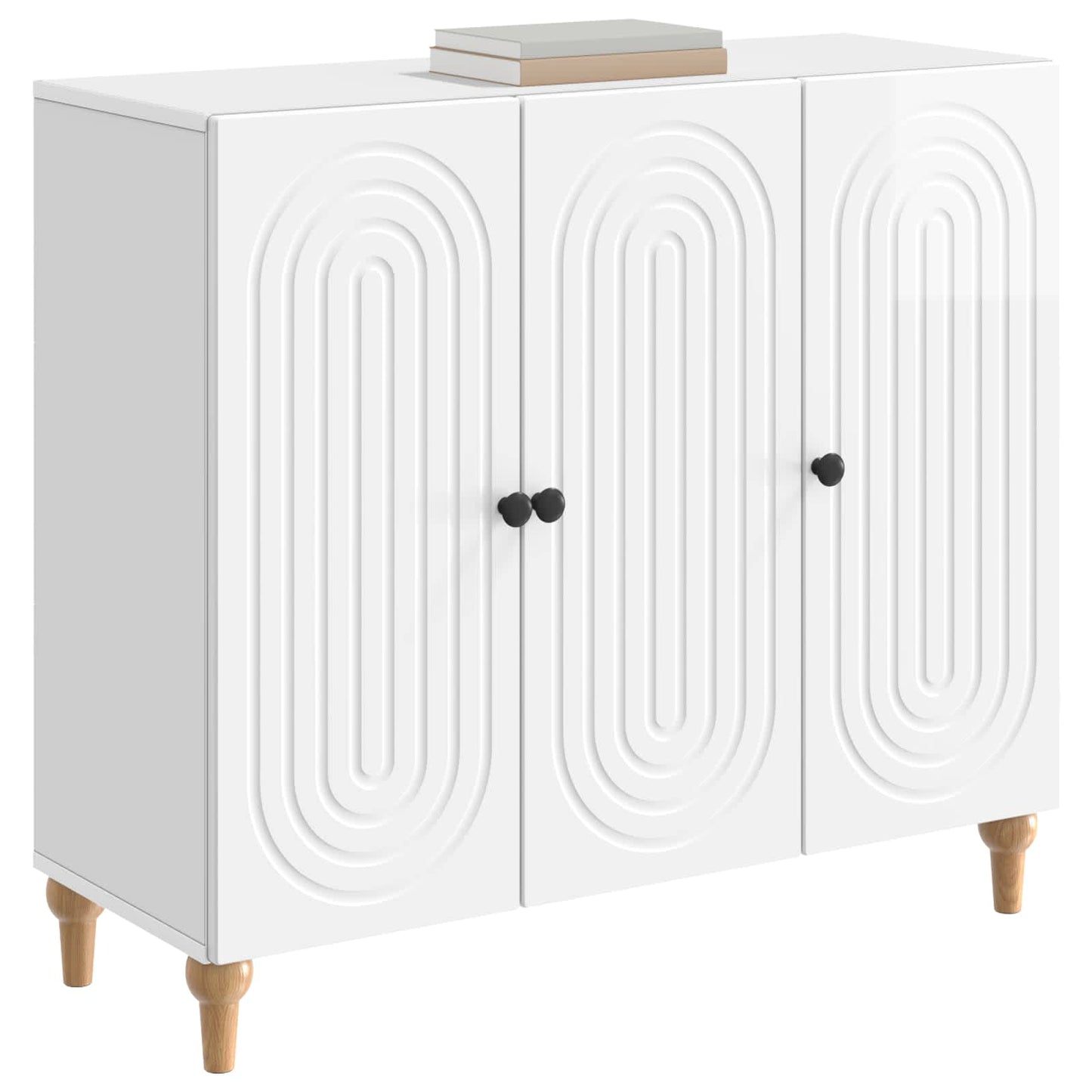 Dressoir Hoogglans Wit 89 x 34,5 x 80 cm Bewerkt hout