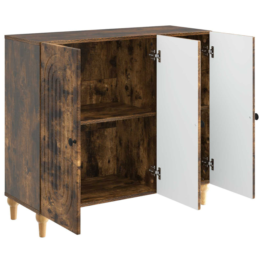 Dressoir Gerookt eiken 89 x 34,5 x 80 cm Bewerkt hout