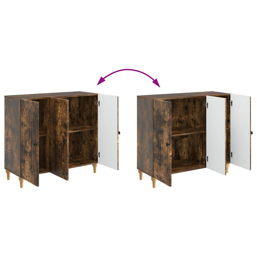 Dressoir Gerookt eiken 89 x 34,5 x 80 cm Bewerkt hout