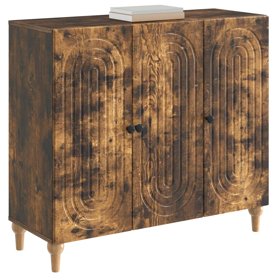 Dressoir Gerookt eiken 89 x 34,5 x 80 cm Bewerkt hout