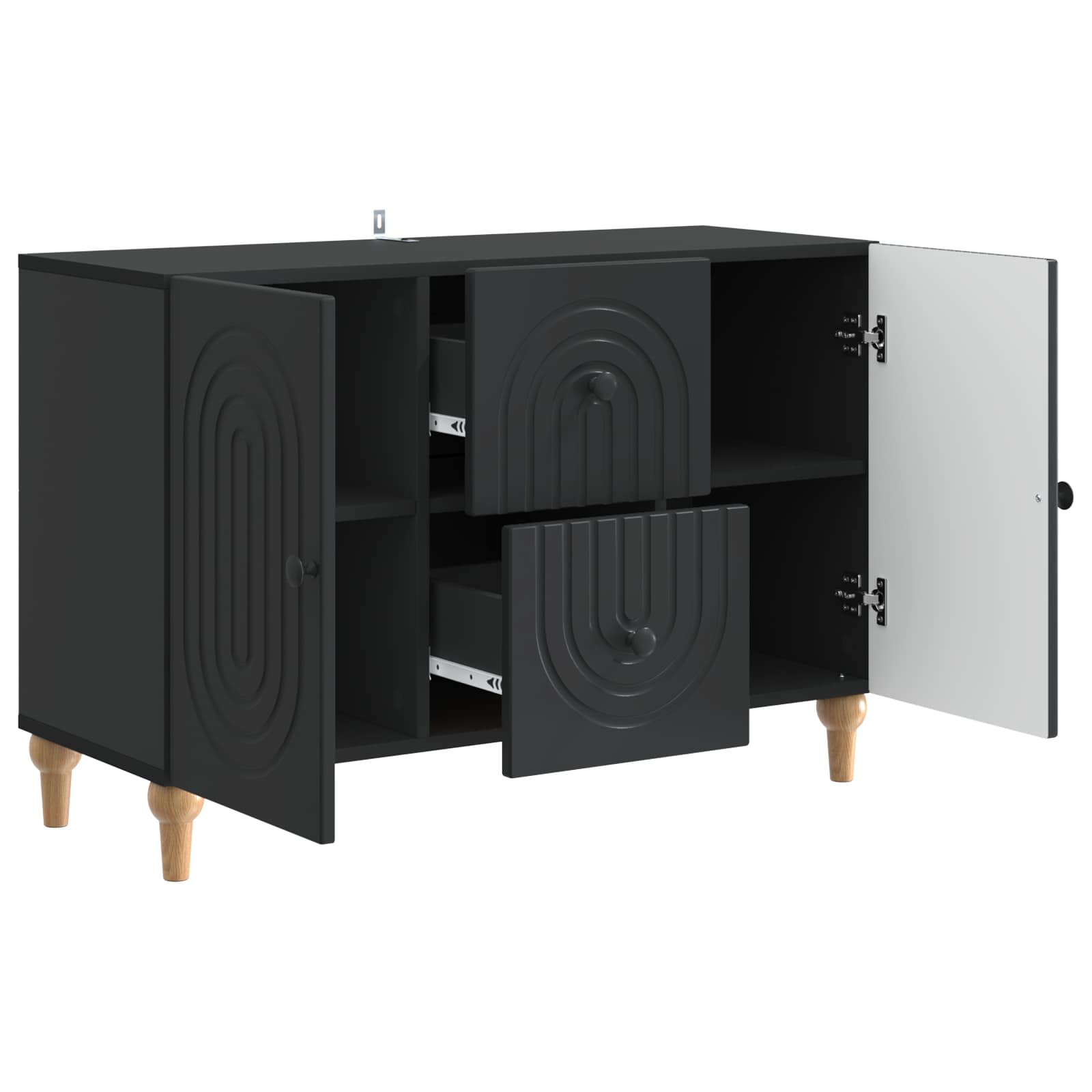 TV-kast met lade Zwart 89 x 34,5 x 60 cm Bewerkt hout