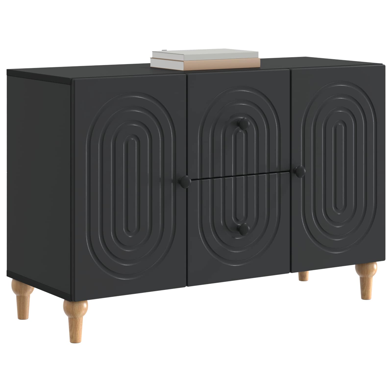 TV-kast met lade Zwart 89 x 34,5 x 60 cm Bewerkt hout