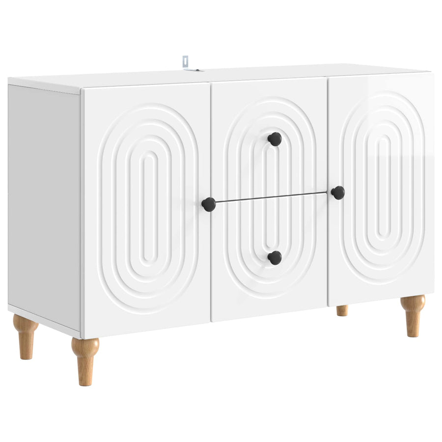 TV-kast met lade Hoogglans Wit 89 x 34,5 x 60 cm Bewerkt hout