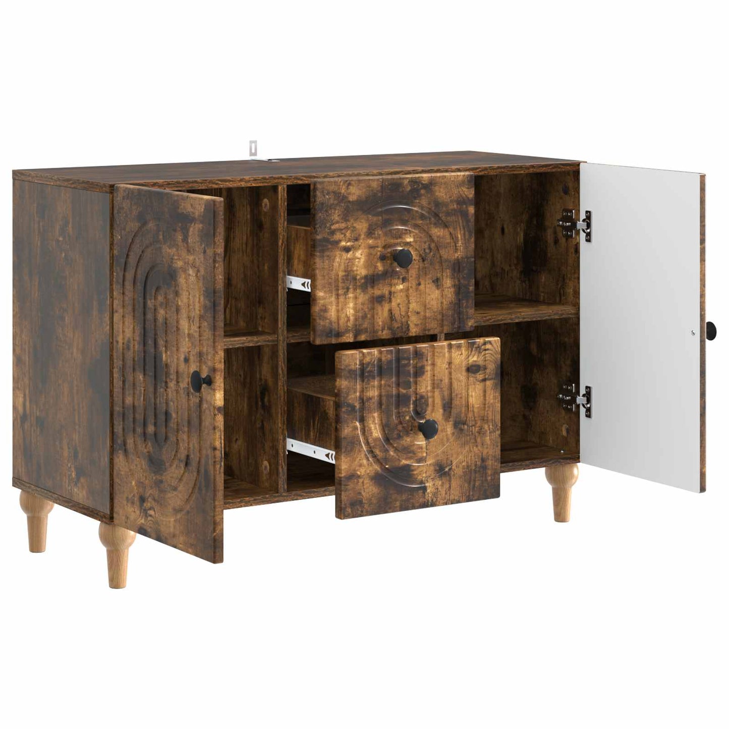 TV-kast met lade Gerookt eiken 89 x 34,5 x 60 cm Bewerkt hout