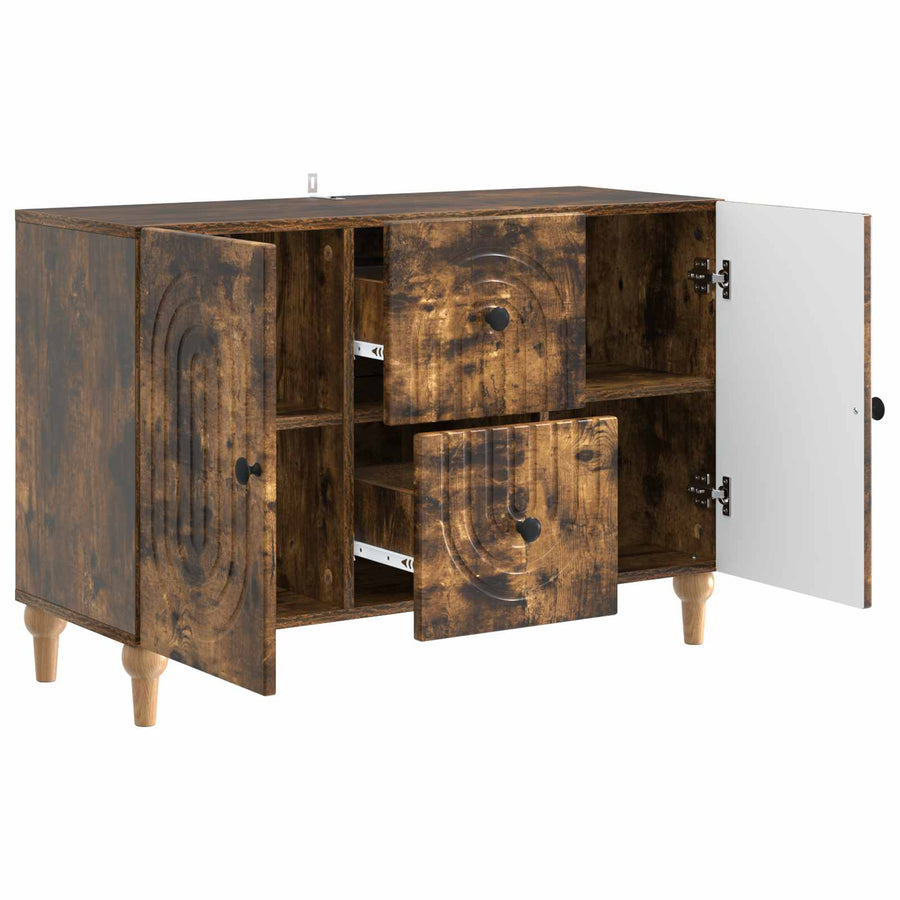 TV-kast met lade Gerookt eiken 89 x 34,5 x 60 cm Bewerkt hout