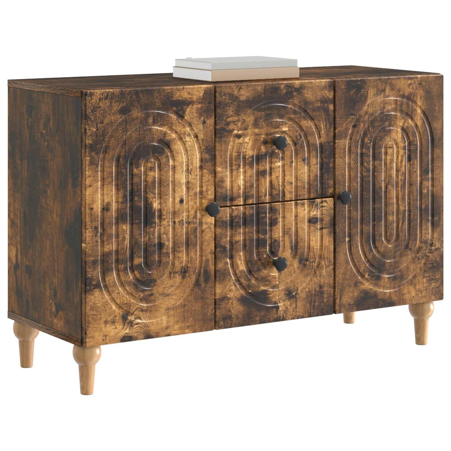 TV-kast met lade Gerookt eiken 89 x 34,5 x 60 cm Bewerkt hout
