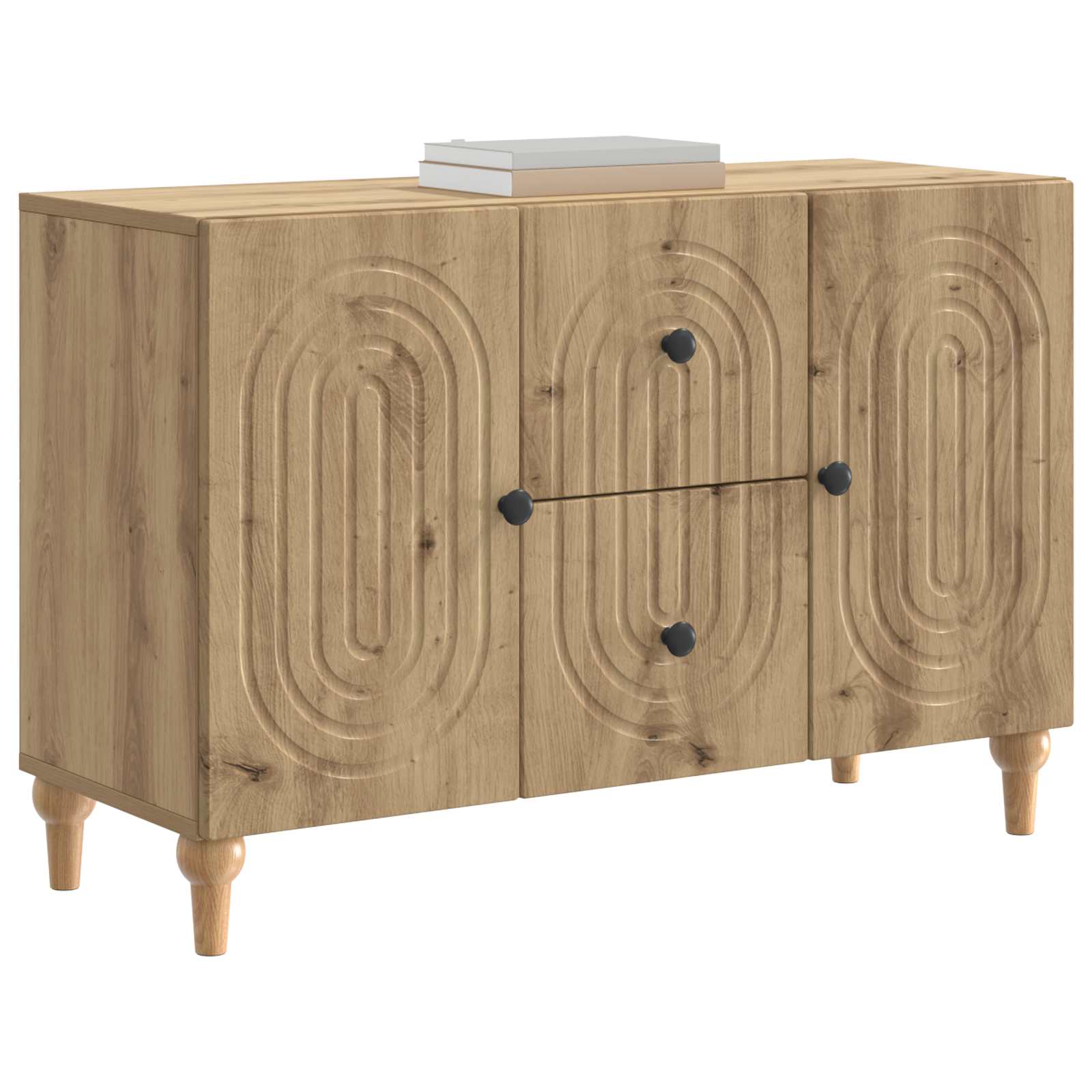 TV-kast Artisanaal eiken 89 x 34,5 x 60 cm Bewerkt hout