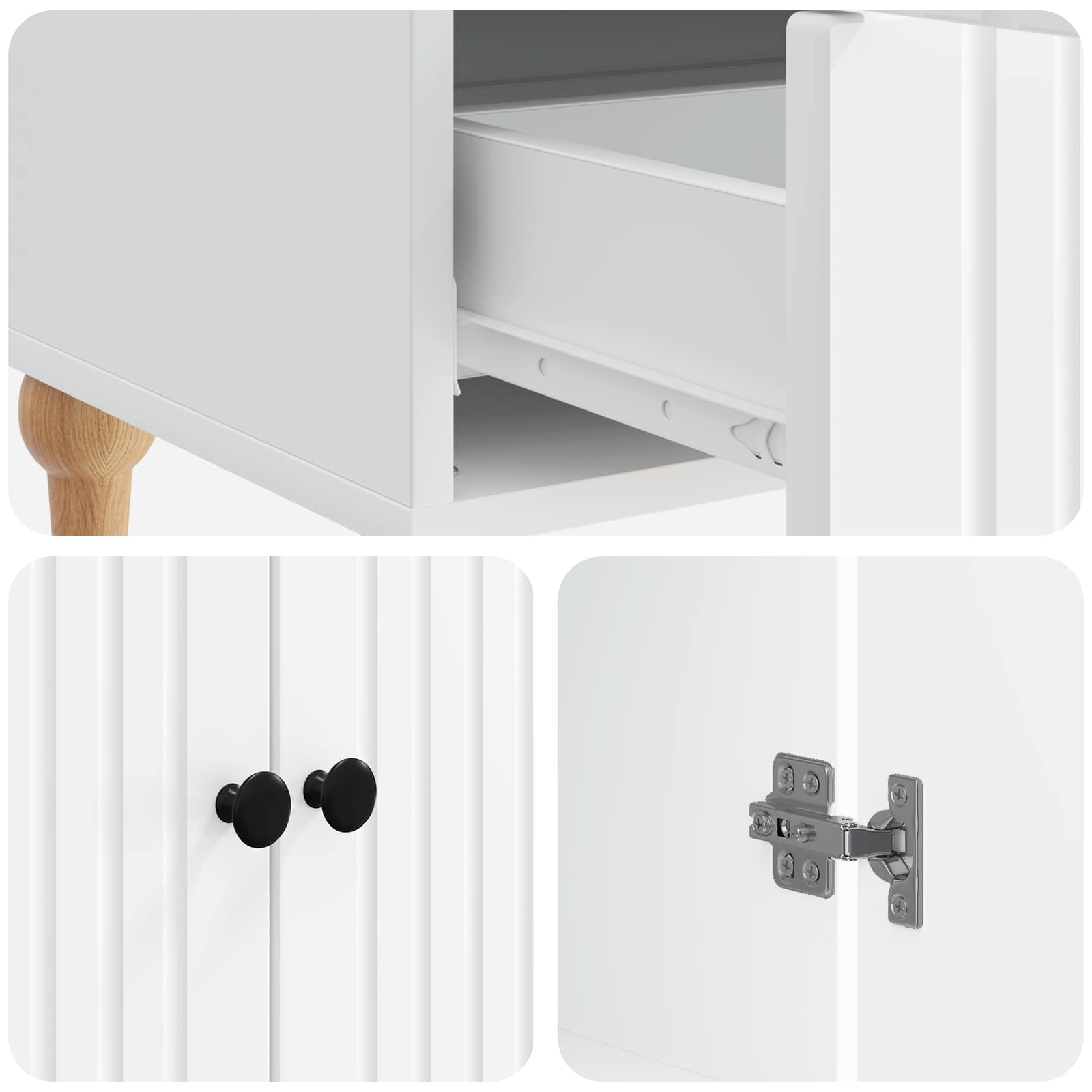 Dressoir met lade Wit 66 x 34,5 x 95 cm Bewerkt hout