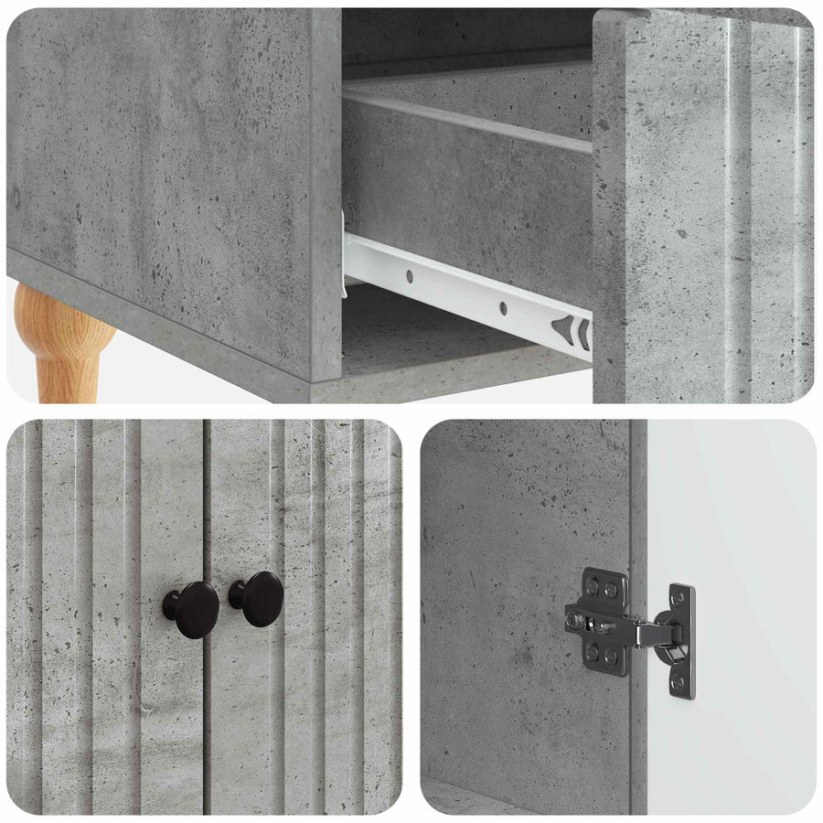 Dressoir met lade Betongrijs 66 x 34,5 x 95 cm Bewerkt hout