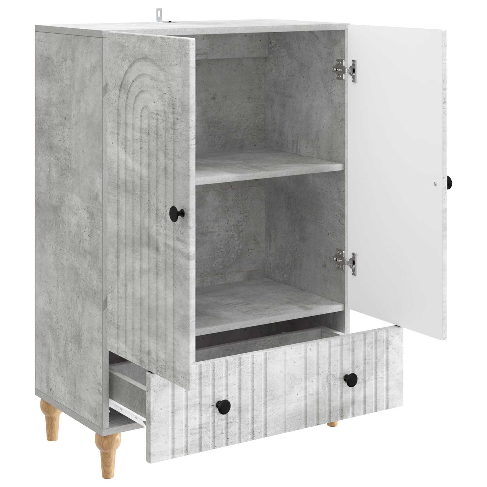 Dressoir met lade Betongrijs 66 x 34,5 x 95 cm Bewerkt hout