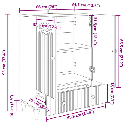 Dressoir met lade Betongrijs 66 x 34,5 x 95 cm Bewerkt hout
