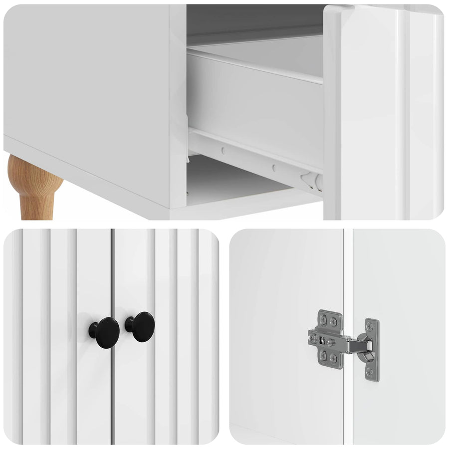 Dressoir met lade Hoogglans Wit 66 x 34,5 x 95 cm Bewerkt hout